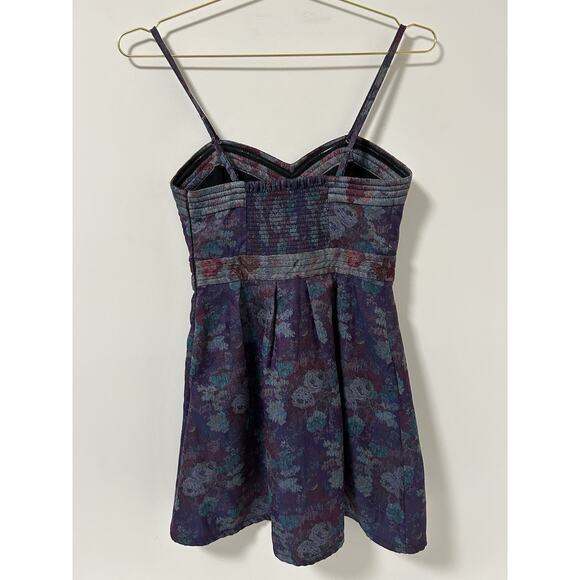 Free People Vintage Tapestry Mini Bustier Dress Vampire Diaries Size 0 Purple - Picture 3 of 9